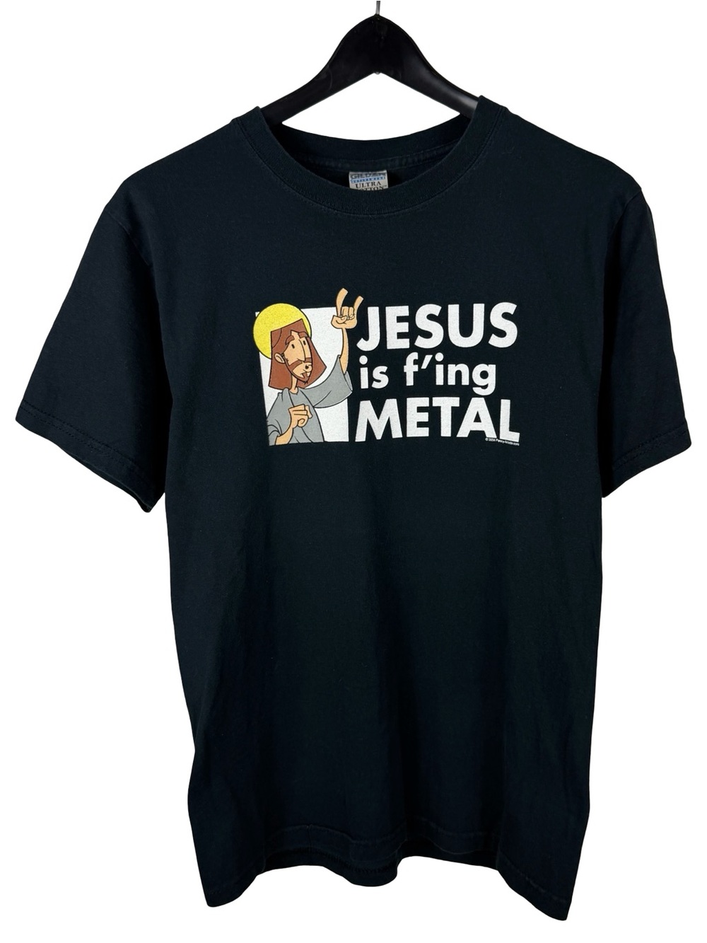 Vintage 2000s Jesus Is F’n Metal Rock Band Religious Black Shirt Size S
